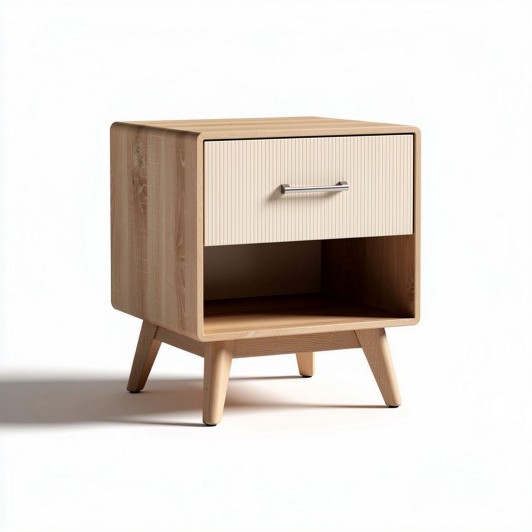Comodino in legno con cassetto e ripiano aperto dimensioni 40 x 40 x 45cm