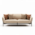 Divano in tessuto beige con cuscini decorativi 180 x 85 x 75cm