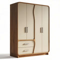 Armadio in legno e melaminico con ante beige e cassetti 180 x 120 x 50cm