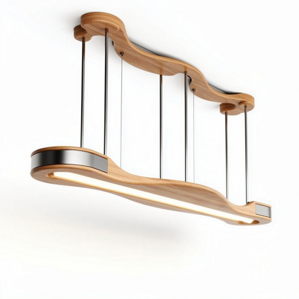 Lampada a sospensione in legno con LED per cucina 120 x 20 x 10cm