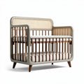 Culla in legno con rete intrecciata e materasso 120 x 60 x 90cm beige