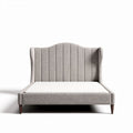Letto matrimoniale in tessuto grigio chiaro 200 x 160 x 100cm con testiera trapuntata