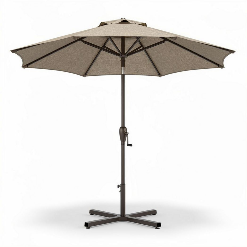 ombrellone da giardino in tessuto beige con struttura in alluminio 250 x 250 x 250cm