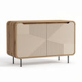 Mobiletto soggiorno in legno e tessuto beige 150 x 80 x 80cm
