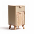 Comodino in legno e MDF color sabbia con cassetto e ripiano 40 x 30 x 60cm