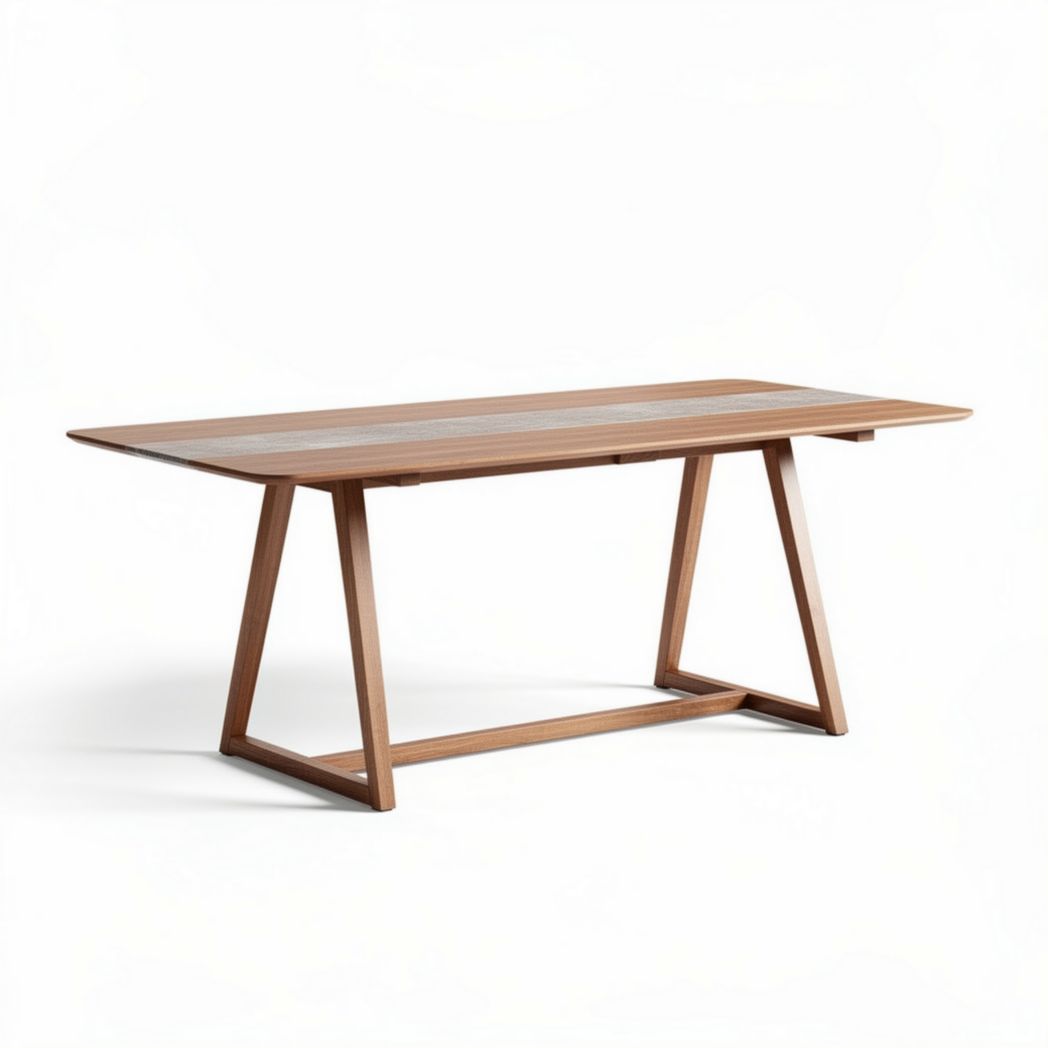Tavolo da pranzo in legno naturale 200 x 100 x 75 cm con finitura liscia
